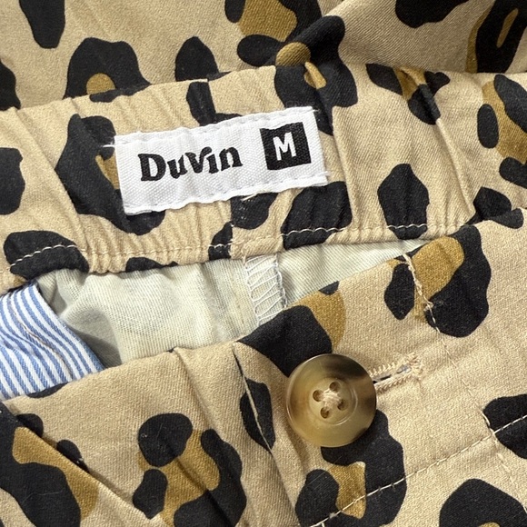 Duvin Leopard Print Stretch Cotton Slim Straight Pant Size  Medium - Picture 2 of 6